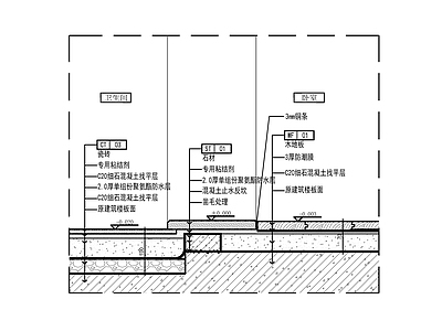 地面综合节点 卫生间淋浴房地面 施工图