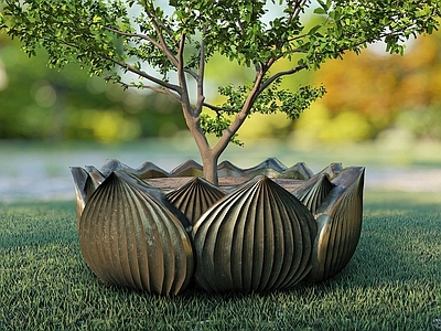 新中式花钵花器 景观树池 荷花树池 金属 花池 盆栽