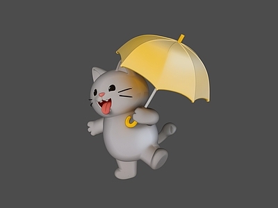 卡通风格虚拟人物 小猫动物雕塑