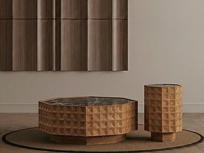 现代侘寂风茶几 子母茶几