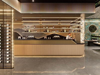 现代简约酒店餐厅 酒吧吧台 新中式吧台 轻奢吧台