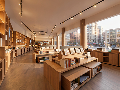 原木风书店 礼品店 书店 商铺 新中式 手办店
