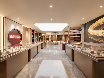 新中式珠宝店 珠宝店 金店 新中式 中国红 小店铺