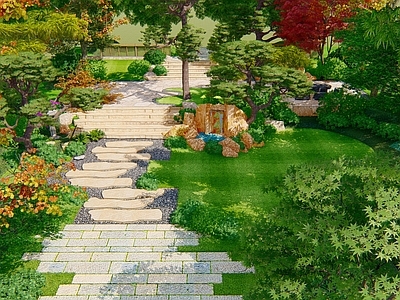 新中式景观台阶踏步 现代自然台阶 自然踏步 跌水 柏坡黄石材