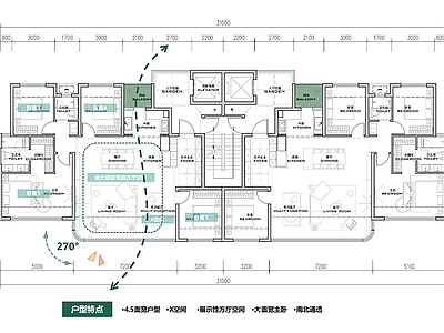 现代住宅楼建筑 T2 143平 住宅 户型 平面图 施工图