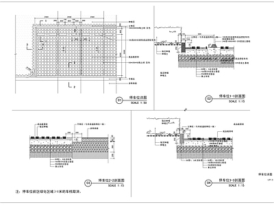 现代停车场 户外停车场 施工图