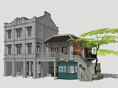 骑楼商业街 骑楼商业街 民国风格商业街 岭南商业街 欧式商业建筑