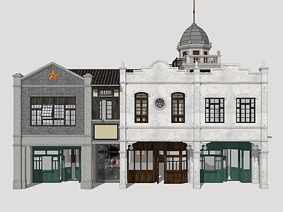 民国复古商业街 骑楼商业街 民国风格建筑 岭南商业街 欧式商业建筑