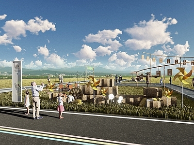 乡村田园风农业景观 稻田打卡节点 二十四节气装置 农田稻田打卡装置 田园稻田栈道 现代农业稻田文旅