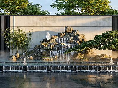 新中式景观假山水景 假山水景 造景枯山水