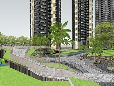 现代简约住宅区景观 大区 小区 住宅