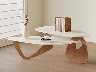 现代简约边几 侘寂中古风茶几 大理石茶几