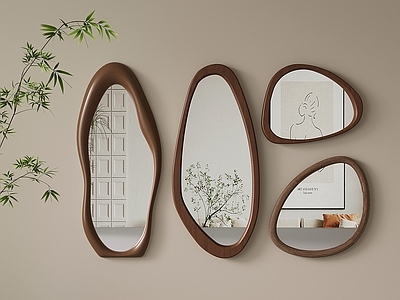 中古风镜子 中古化妆镜 现代实木美容镜 梳妆镜 卫浴洗漱镜 穿衣镜