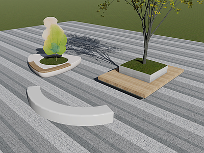 现代简约景观座椅 树池 座椅