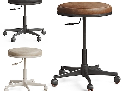 现代简约吧凳 HAY 现代简约吧凳 升降旋转滑轮凳 软包皮革坐垫 理发凳办公凳