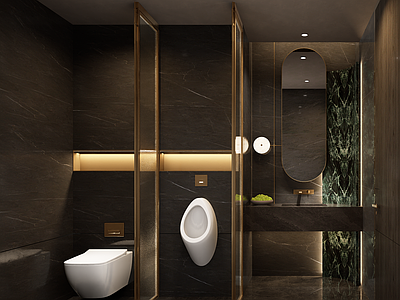 意式轻奢公共卫生间 现代意式卫生间 卫生间 公共卫生间