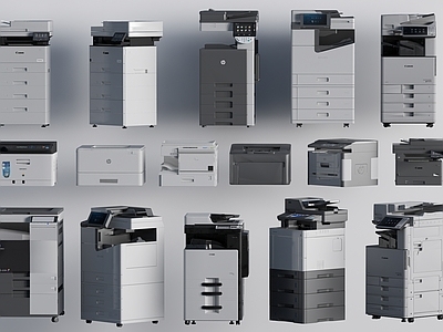 现代简约打印机 现代打印机 打印机组合  办公用品  办公器械