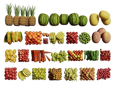 写实主义水果蔬菜 现代水果  生鲜水果  果盘 水果组合