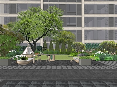 现代简约景观小区景观 居住区花园空间 登高面会客 草坪空间 花园洽谈空间