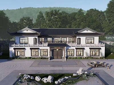 新中式四合院 中式四合院  中式别墅 中式建筑 中式庭院