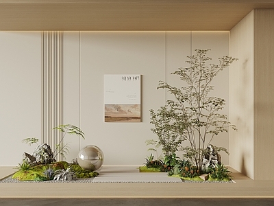 新中式室内景观 现代植物景观造景 景观小品 庭院景观 室内景观 景观树植物堆