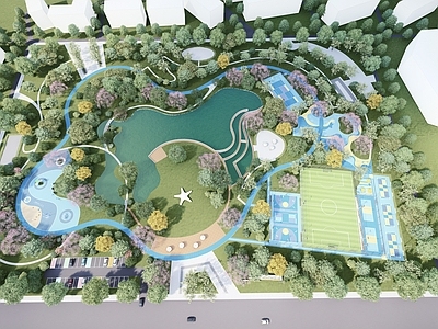 现代主义景观体育公园 体育公园 滨水公园