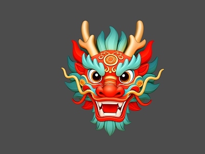 新中式虚拟人物 国潮龙头壁挂雕塑