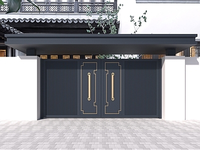 新中式大门 别墅大门 铝艺庭院单x 新中式庭院大门x 新中式门楼