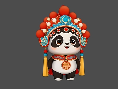 新中式虚拟人物 戏曲动物雕塑 熊猫