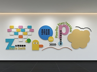 现代简约办公室 现代企业文化墙 展示墙 标语 口号 宣传栏