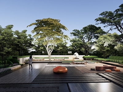 现代简约小区景观 小区景观 登高面景观 硬质铺装