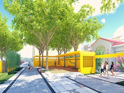 现代简约医疗康养景观 街头广场