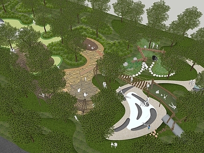 自然野趣儿童游乐空间 现代儿童游乐区 丛林探险 自然探险