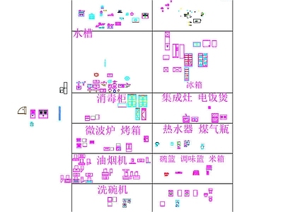 现代家具图库 烟机 冰箱 炉灶 施工图