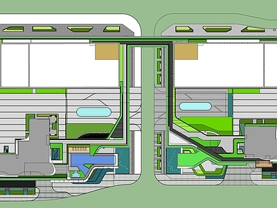 现代主义办公园区景观 商业景观 办公景观 园区景观