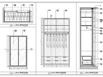 柜体节点 客卧柜子 衣柜 推拉门柜子 木饰面柜子 施工图