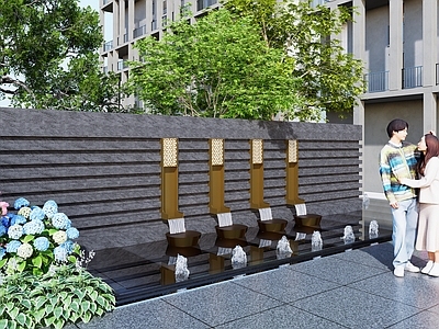 现代轻奢景观水墙