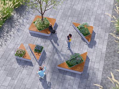 现代简约景观座椅 现代景观座椅 户外休息椅 组合休息椅 户外椅 公园椅