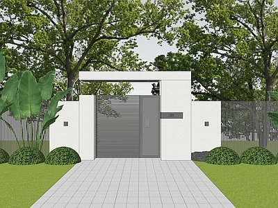 现代极简入口大门 庭院大门  现代大门 景观大门