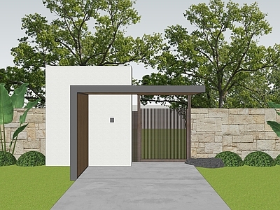 现代简约入口大门 景观大门  现代大门  庭院大门