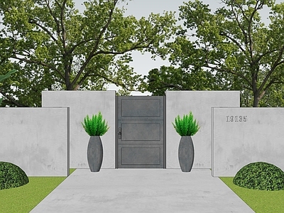 现代极简入口大门 庭院大门  现代大门  景观大门