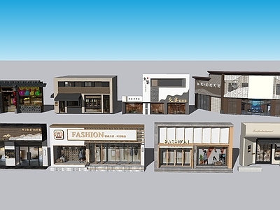 新中式店铺门头建筑