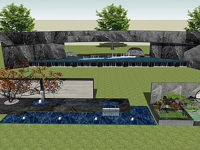 新中式景观水景设施 跌水景墙山水景墙