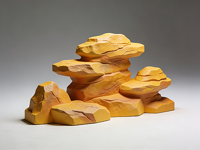 现代雕塑摆件 黄蜡石 景观石 泡沫雕塑 舞台道具 AI渲染