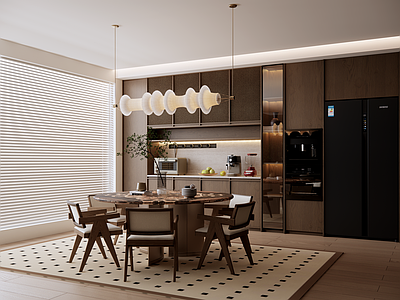 中古风家居餐厅 中古风圆桌餐厅 复古风圆桌餐厅