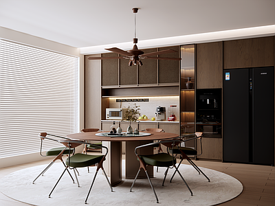 原木风家居餐厅 中古风圆桌餐厅 复古风圆桌餐厅