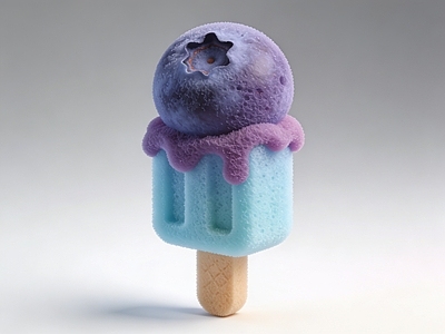 超写实卡通风格雕塑摆件 蓝莓 雪糕 冷饮 雕塑 摆件