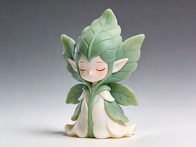 治愈系雕塑摆件 叶片精灵 雕塑 美陈 摆件 AI渲染