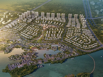 新中式鸟瞰规划 规划 住宅规划  水湾别墅群