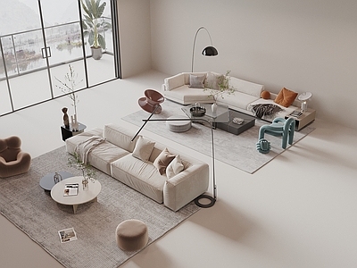 现代沙发组合 沙发茶几组合 组合沙发 多人沙发 落地灯